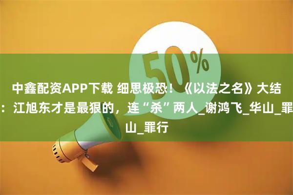 中鑫配资APP下载 细思极恐！《以法之名》大结局：江旭东才是最狠的，连“杀”两人_谢鸿飞_华山_罪行